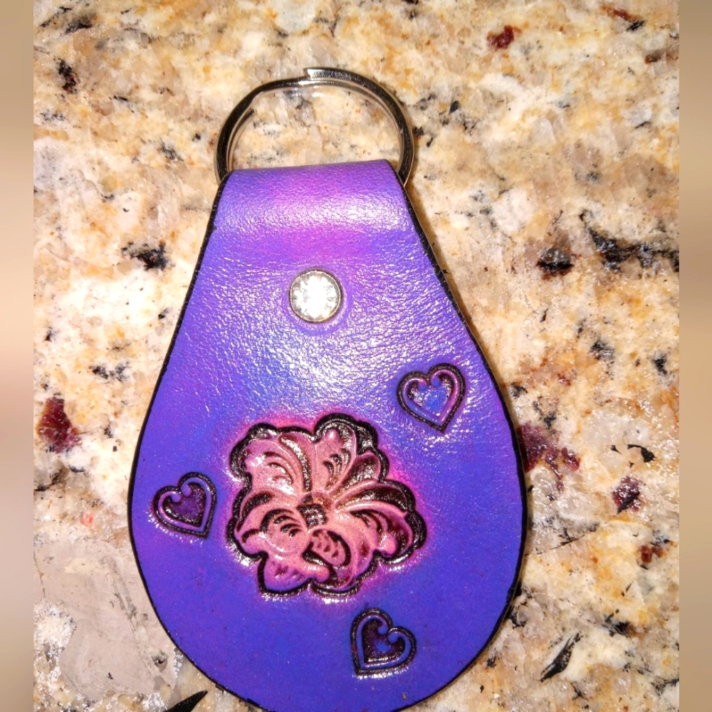 Leather Handcrafted Lily Keychain